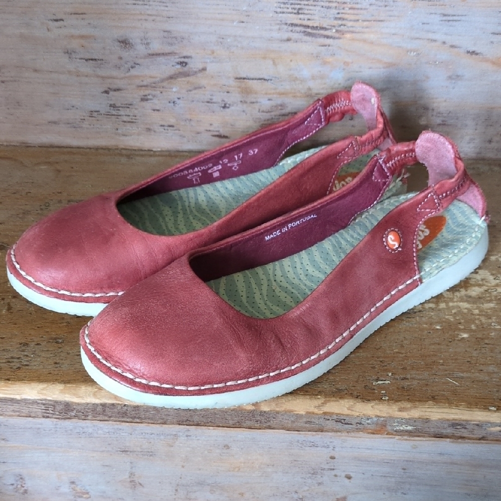 Softino by Fly London Red Leather Slingback Flats